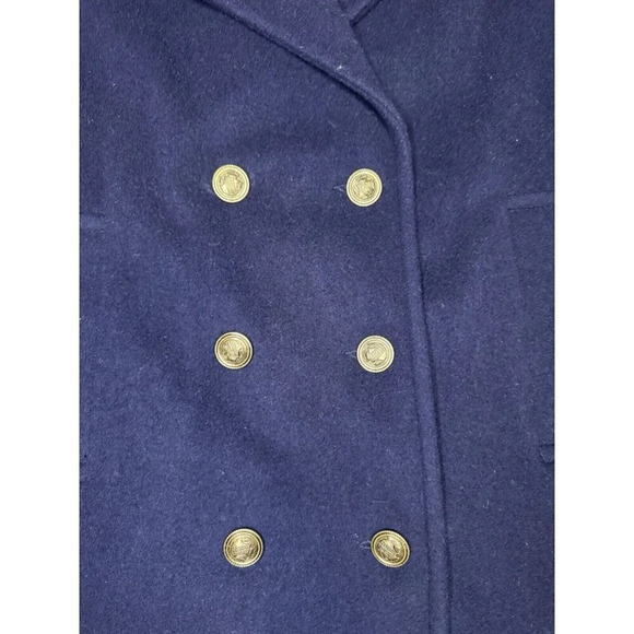 TALBOTS Vintage Double Breast Wool Blend Blazer Navy Purple Sz 12 USA Academia - Picture 6 of 11